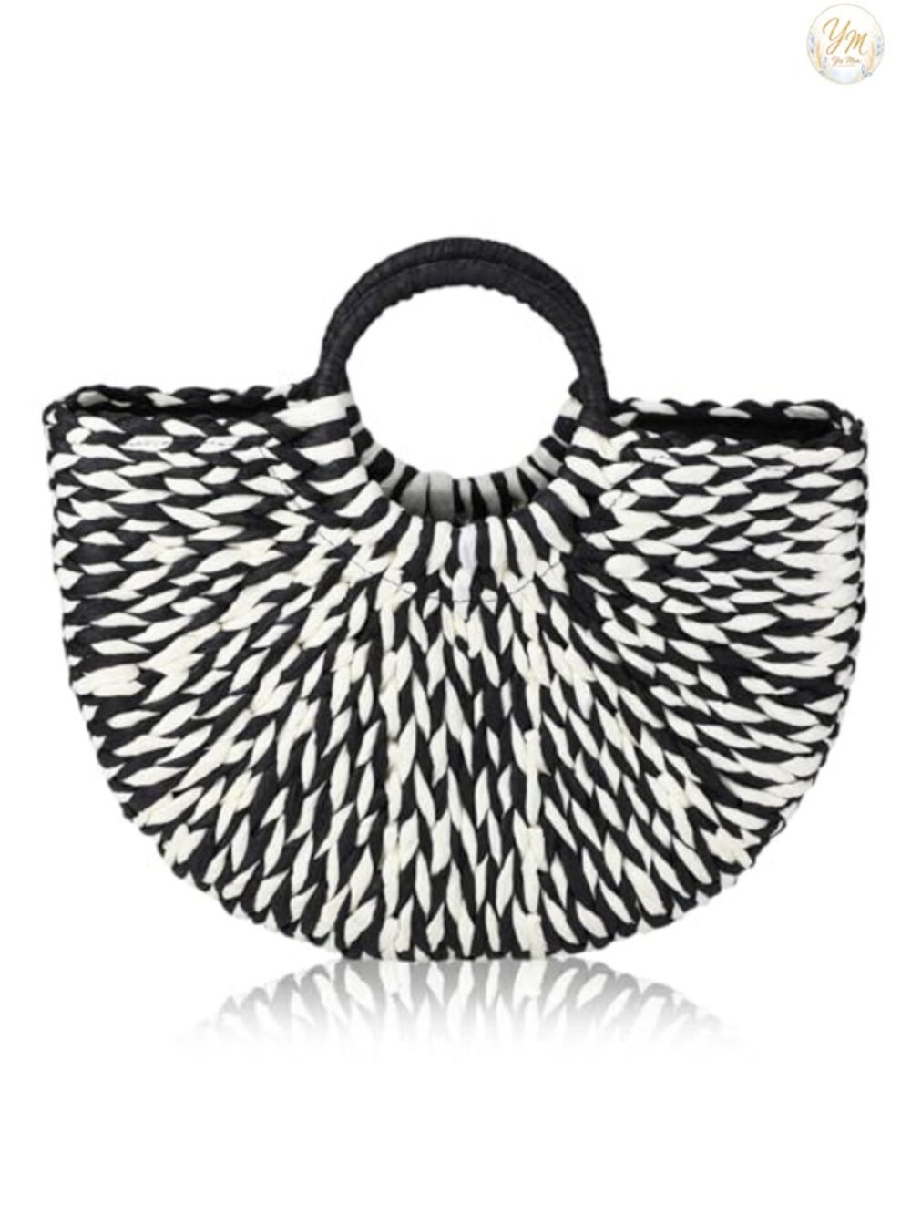 Straw Woven Tote Bag Handmade Beach Handbag Drawstring Women Travel